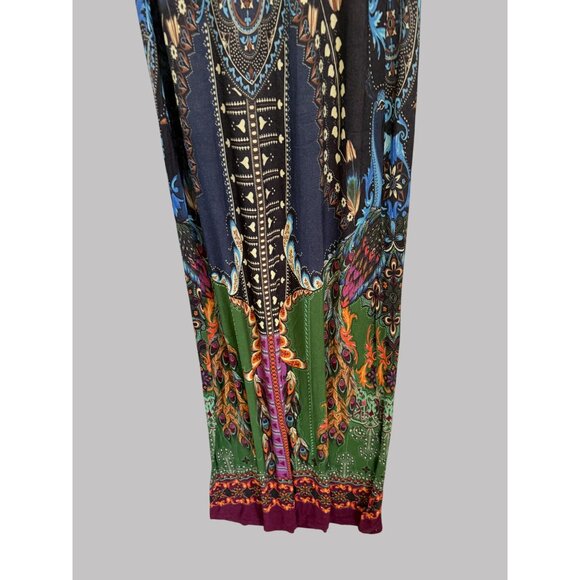 Farm Rio Boho Maxi Dress Vibrant Paisley & Floral Print Deep V-Neck Relaxed Fit - Picture 8 of 8